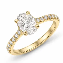 ovale lab grown diamant ring in 14 karaat goud 1,0 ct 0,26 ct