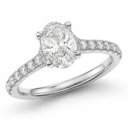 ovale lab grown diamant ring in 14 karaat witgoud 1,0 ct 0,26 ct
