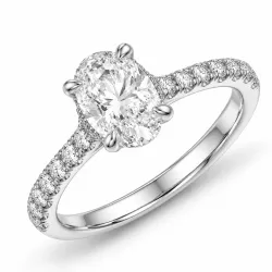 ovale lab grown diamant ring in 14 karaat witgoud 1,0 ct 0,26 ct