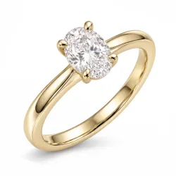ovale lab grown diamant solitaire ring in 14 karaat goud 1,0 ct