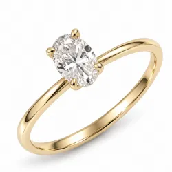 ovale lab grown diamant solitaire ring in 14 karaat goud 1,0 ct