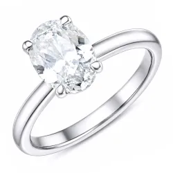 ovale lab grown diamant solitaire ring in 14 karaat witgoud 1,0 ct