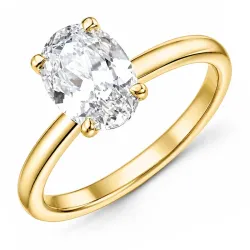 ovale lab grown diamant solitaire ring in 14 karaat goud 2,0 ct