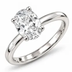 ovale lab grown diamant solitaire ring in 14 karaat witgoud 2,0 ct