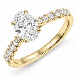 ovale lab grown diamant ring in 14 karaat goud 1,0 ct 0,34 ct