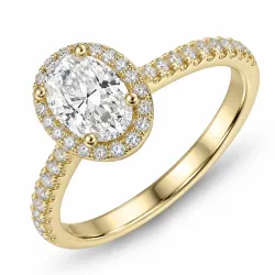 ovale lab grown diamant ring in 14 karaat goud 1,0 ct 0,33 ct