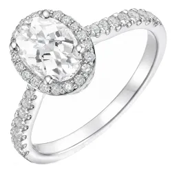 ovale lab grown diamant ring in 14 karaat witgoud 1,0 ct 0,33 ct