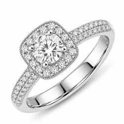 lab grown diamant ring in 14 karaat witgoud 0,52 ct 0,49 ct