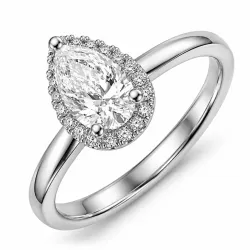 lab grown diamant ring in 14 karaat witgoud 0,70 ct 0,10 ct