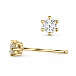 2 x 0,10 ct lab grown diamant solitaire oorbel in 14 karaat goud met lab grown diamant 