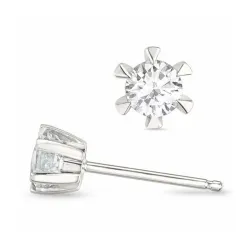 2 x 0,10 ct lab grown diamant solitaire oorbel in 14 karaat witgoud met lab grown diamant