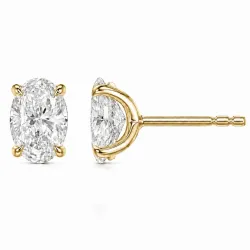 2 x 1 ct lab grown diamant solitaire oorbel in 14 karaat goud met lab grown diamant (CVD) 