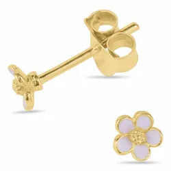 5 mm margriet lavendelkleurige oorsteker in verguld zilver - Majse