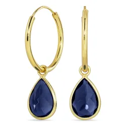 18 mm saffier creool in verguld zilver