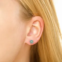 6,5 mm margriet blauwe oorsteker in verguld zilver - Majse