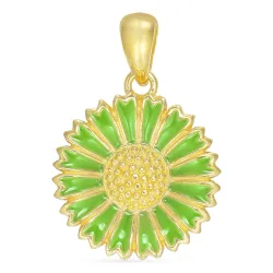 14,5 mm margriet lichtgroene hanger in verguld sterlingzilver - Marie