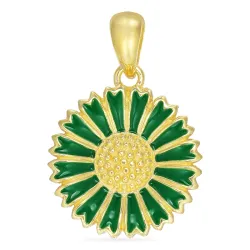 14,5 mm margriet donkergroen hanger in verguld sterlingzilver - Marie