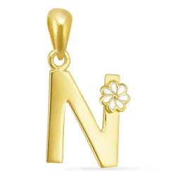 letter n hanger in verguld sterlingzilver
