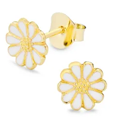 margriet oorbellen in verguld zilver