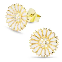 11,5 mm margriet oorbellen in verguld zilver