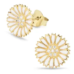 11,5 mm margriet oorbellen in verguld zilver - Marie