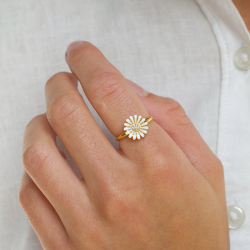 11 mm margriet ring in verguld sterlingzilver - Matilda