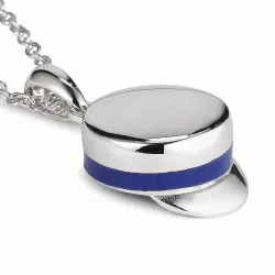 studenten pet blauwe ankerketting in zilver