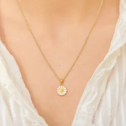 11 mm margriet ketting met hanger in verguld sterlingzilver - Marie