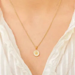 12 mm margriet ketting in verguld sterlingzilver - Marie