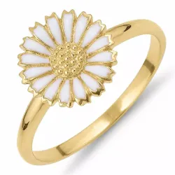 12 mm margriet ring in verguld sterlingzilver