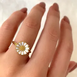 12 mm margriet ring in verguld sterlingzilver