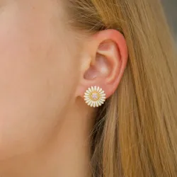 14,5 mm margriet oorbellen in verguld zilver - Matilda