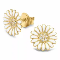 10 - 11 mm margriet oorbellen in verguld zilver - Matilda
