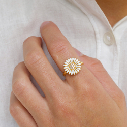 14 mm margriet ring in verguld sterlingzilver