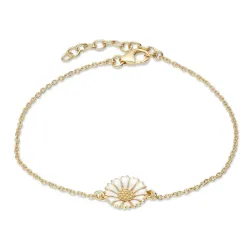 11 mm margriet ankerarmband in verguld sterlingzilver met margriet hanger in verguld sterlingzilver - Marie