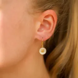 12 mm margriet oorbellen in verguld zilver - Marie