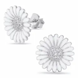 14,5 mm margriet oorsteker in gerodineerd zilver - Matilda