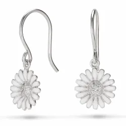 10 mm margriet oorbellen in gerodineerd zilver - Matilda