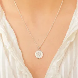 14 mm margriet zirkoon ketting in zilver - Matilda