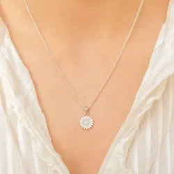 12 mm margriet ketting in zilver - Matilda