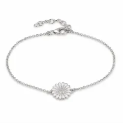 10 mm margriet ankerarmband in gerodineerd zilver met margriet hanger in zilver - Matilda