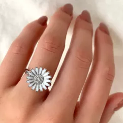 15 mm margriet ring in gerodineerd zilver