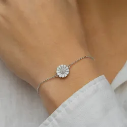 12 mm margriet ankerarmband in gerodineerd zilver - Marie
