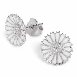12 mm margriet oorbellen in gerodineerd zilver - Marie