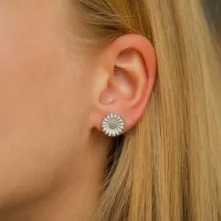 12 mm margriet oorbellen in gerodineerd zilver - Marie