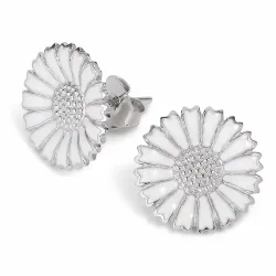 12 mm margriet oorbellen in gerodineerd zilver - Marie