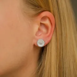 12 mm margriet oorbellen in gerodineerd zilver - Marie