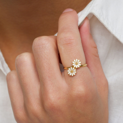 margriet witte ring in verguld sterlingzilver - Maggie