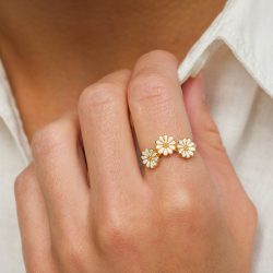 7 mm margriet ring in verguld sterlingzilver - Maggie