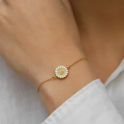 12 mm margriet armband in verguld sterlingzilver met margriet hanger in verguld - Marie